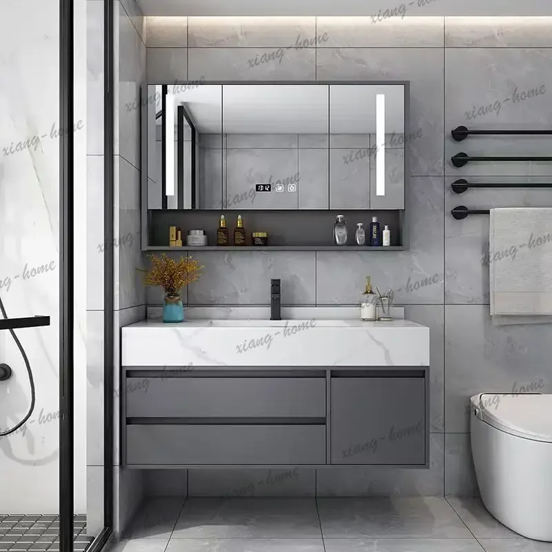 Hotel Universal Bathroom Cabinet Storage Mirror Shelves Dressers Closet Safe Cupboard Minimalist