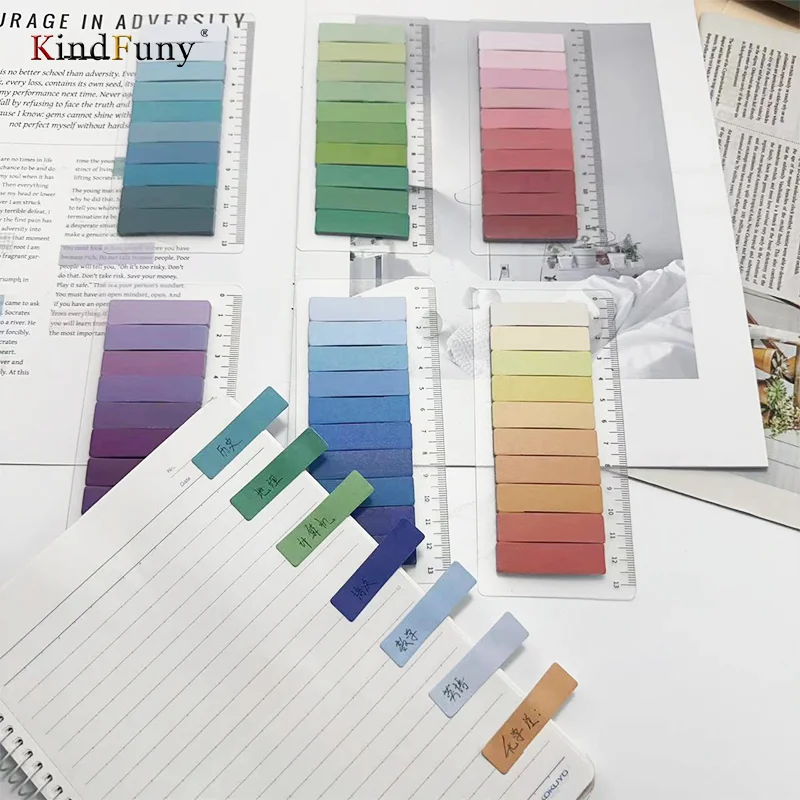 

KindFuny 1200pcs Gradient Index Memo Pad Posted It Sticky Notes Paper Sticker Notepad Bookmark School Supplies Kawaii Station