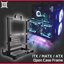 Aluminum Fully Open Chassis Frame Supports ITX/MATX/ATX Vertical Shell Player DIY Chassis PCIE3.0 GPU Vertical Installation MOD