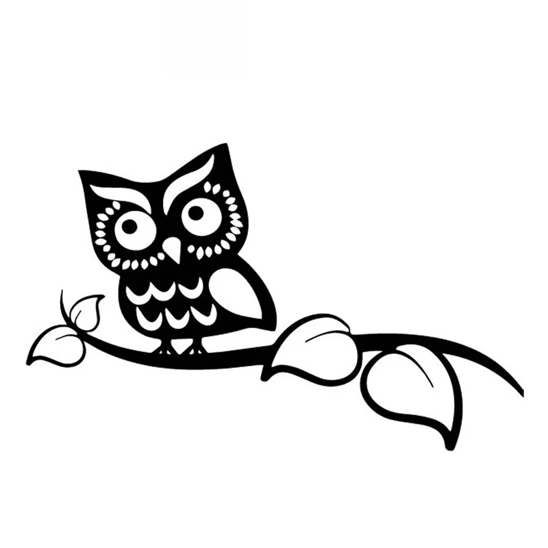 Owl Cartoon Pattern Car Decals High Quality Car Window Decoration Personality Pvc Waterproof Decals Black/white, 17cm*11cm