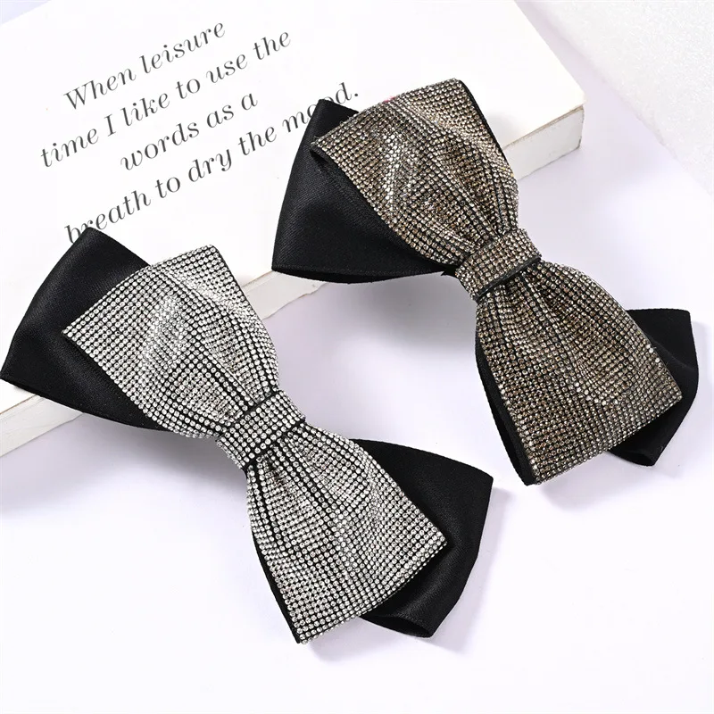 

Korean Fabric Bow Hair Clips for Women Rhinestone Vintage Spring Clip Hair Bows Barrette Headwear Hairpins Hair Accessories