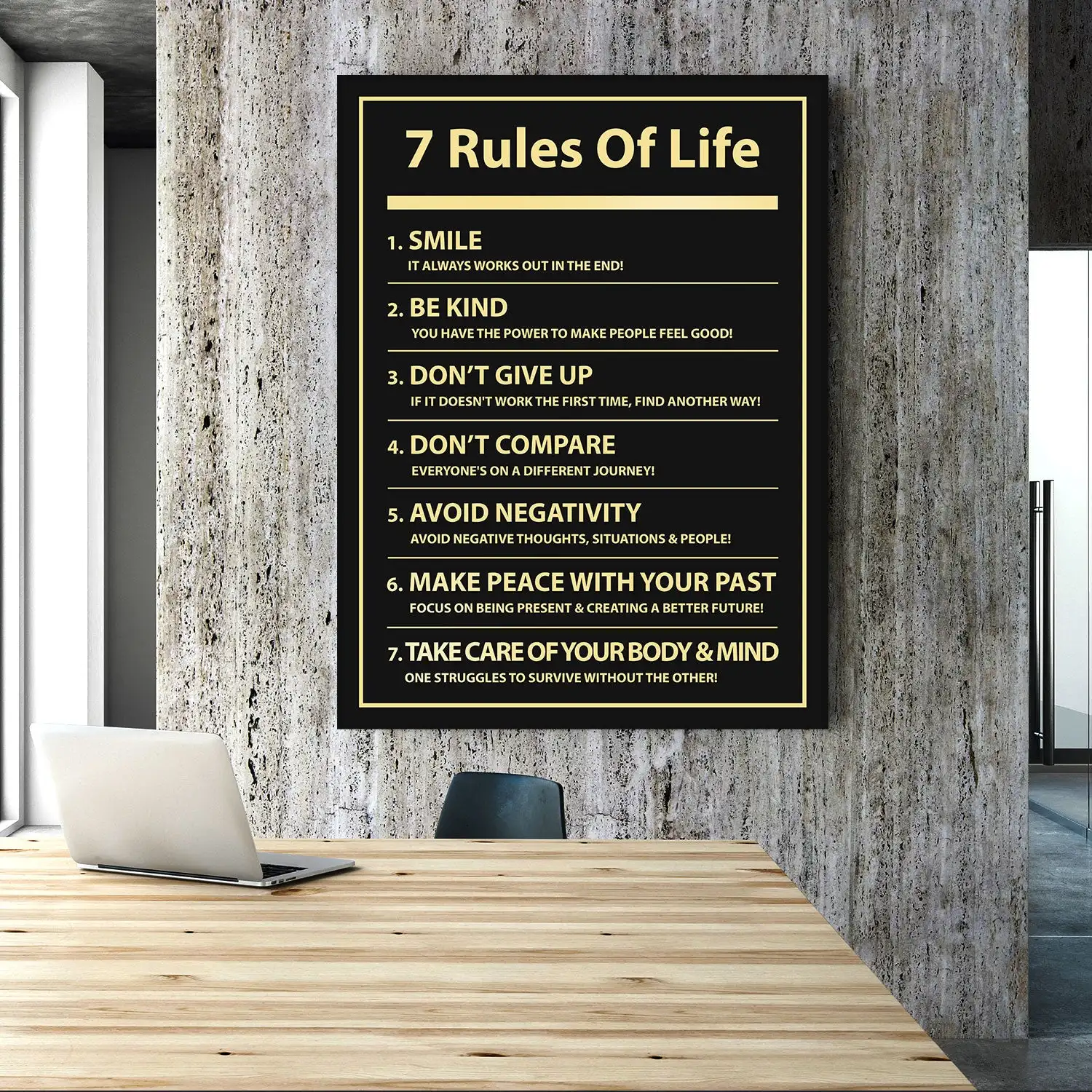 

7 Rules Of Life Office Decor Motivational Canvas Print Painting Poster Home Wall Art Decoration For Living Room Frameless