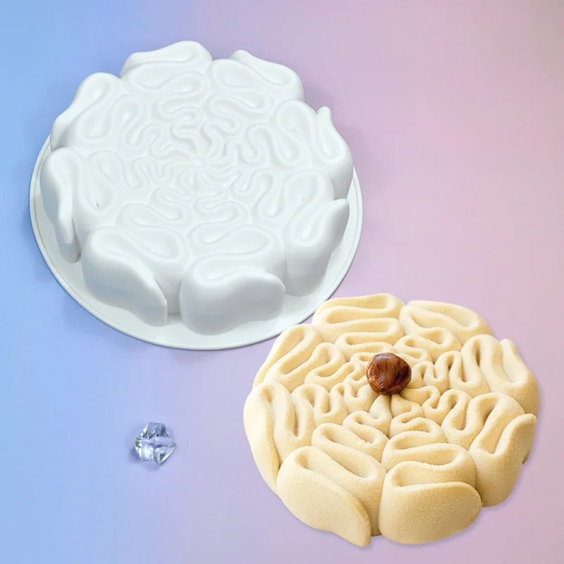 Single Circular Labyrinth Mousse Cake Mold Wave Pleated Chocolate Dessert Silicone Baking Mold