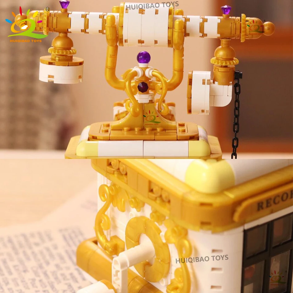 HUIQIBAO MOC Vintage Camera Coffee Machine Model Building Blocks DIY Telephone Projector Ornament Bricks Toys for Adult Gift