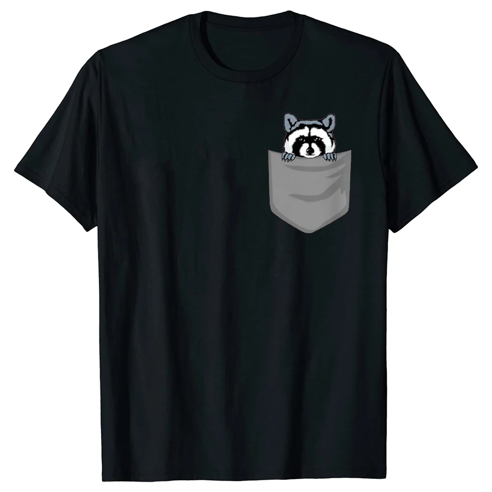 Funny Pocket Raccoon T Shirts Graphic Cotton Streetwear Short Sleeve Birthday Gifts Summer Style T-shirt Mens Clothing tops