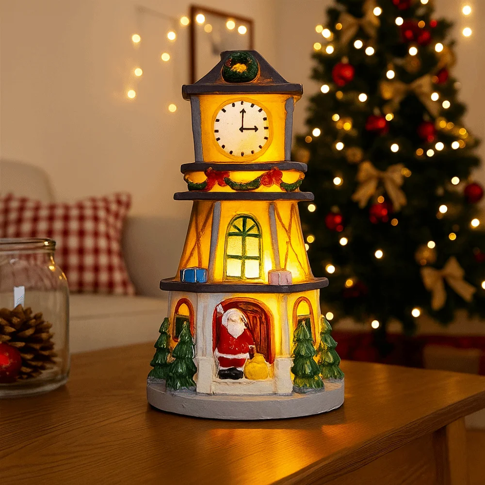 Light Up Design Holiday Home Decorations Small Size Resin Material LED House Figurine LED Lighting Creative Design