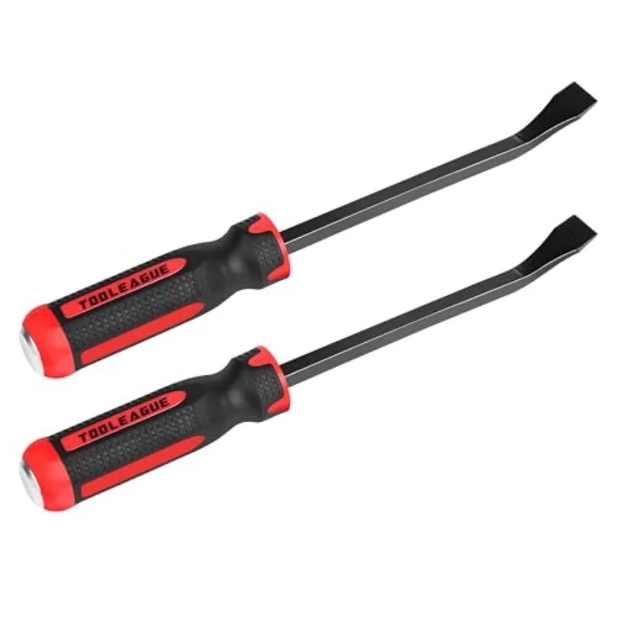 

TOOLEAGUE Utility 2Pcs Pry Bar Set, 8-Inch Mechanic Hand Tools with Thicker Strike Cap Handle, Pry Bar Tools for Automotive, Ho