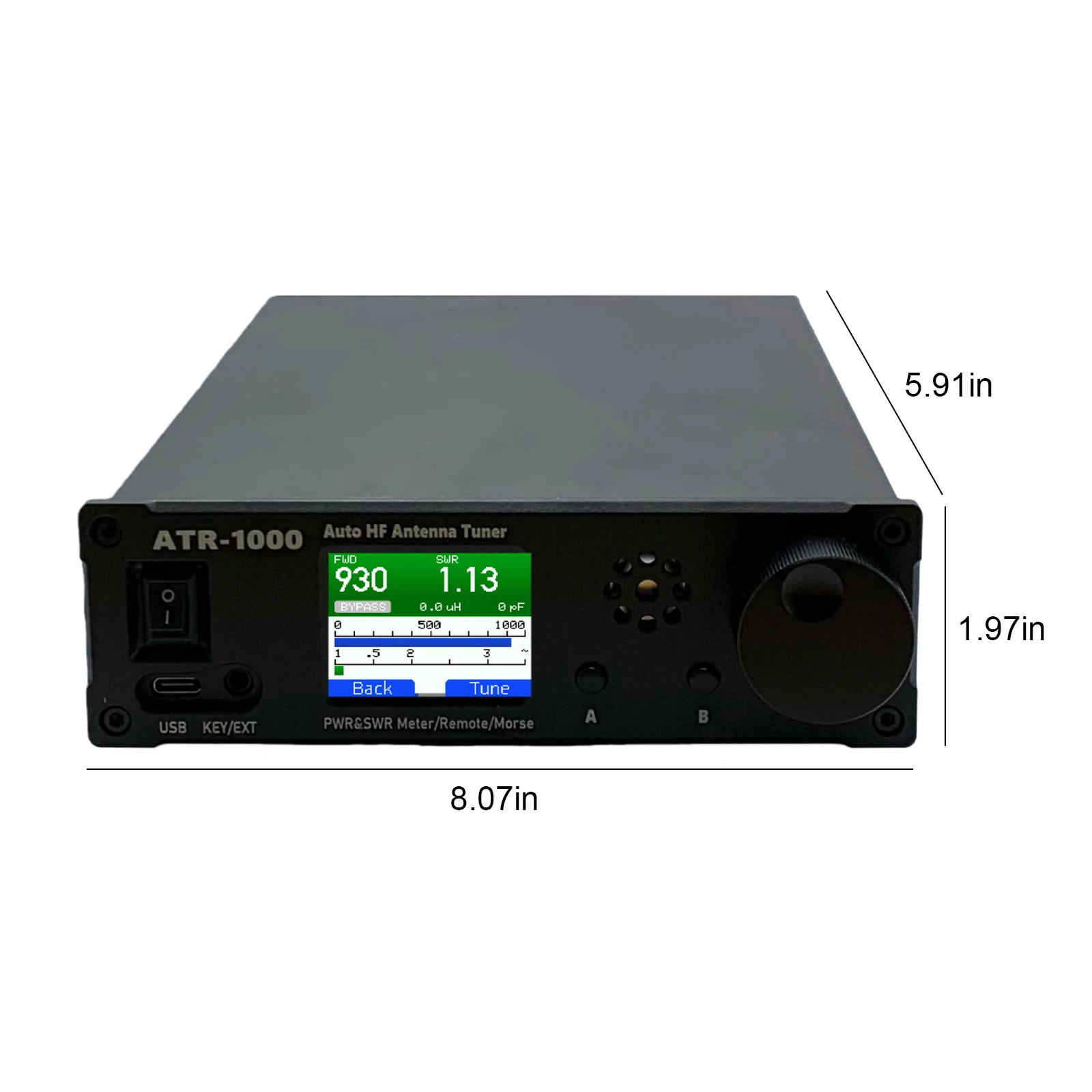 AMNVOLT ATR1000 1000W 1.8-30MHz 미니 라디오 장비 1.8인치 TFT 스크린 안테나 자동 튜너 경량 WIFI 리모컨 지원