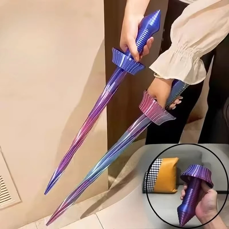 3D Printed Gravity Telescopic Sword Figurines Gravity Sword Creative Handmade Telescopic Toy Gift Model Art Trend Miniatures