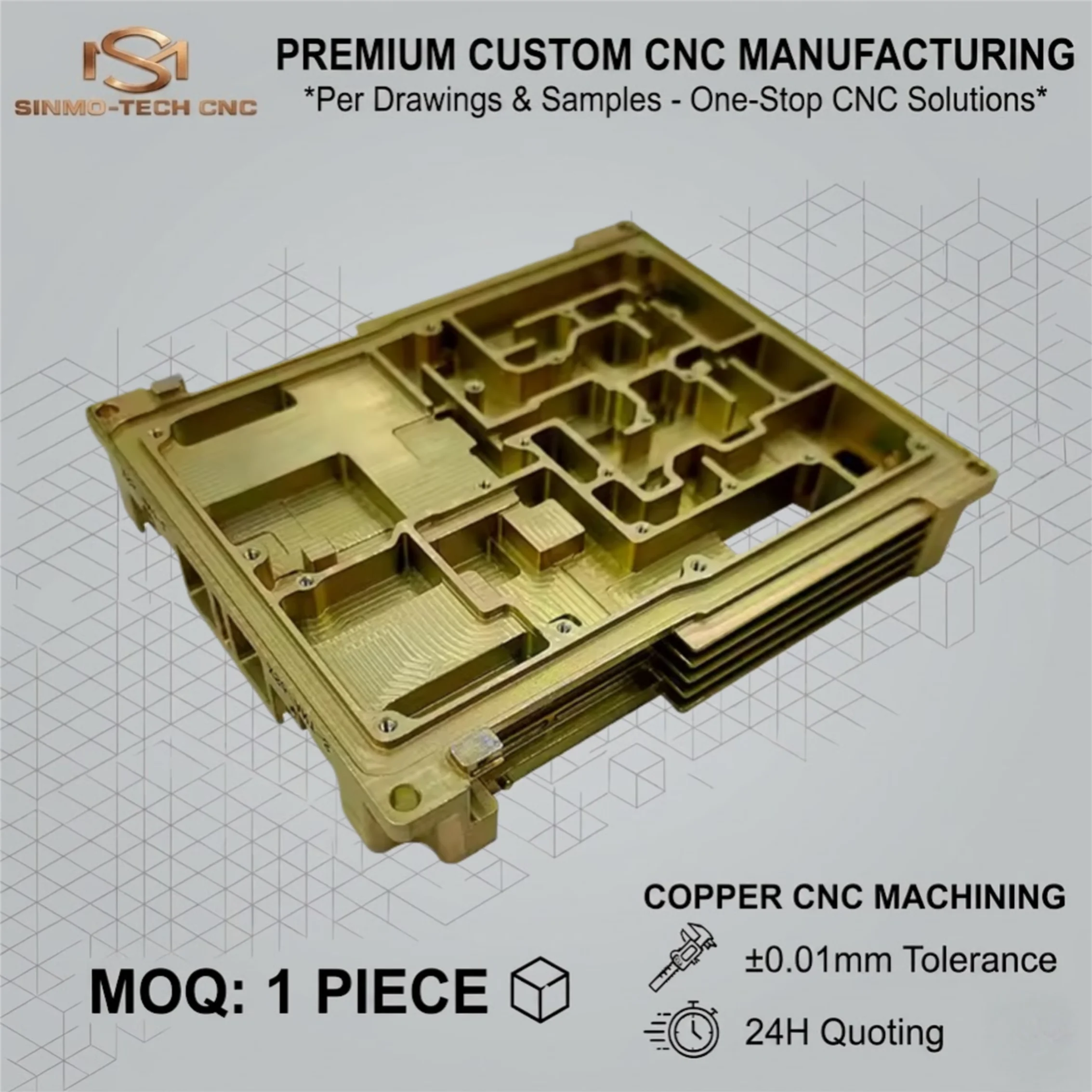 High Precision 5-Axis CNC Machining Brass Parts - High Conductivity Electronic Components - Custom Threaded Copper Parts Service