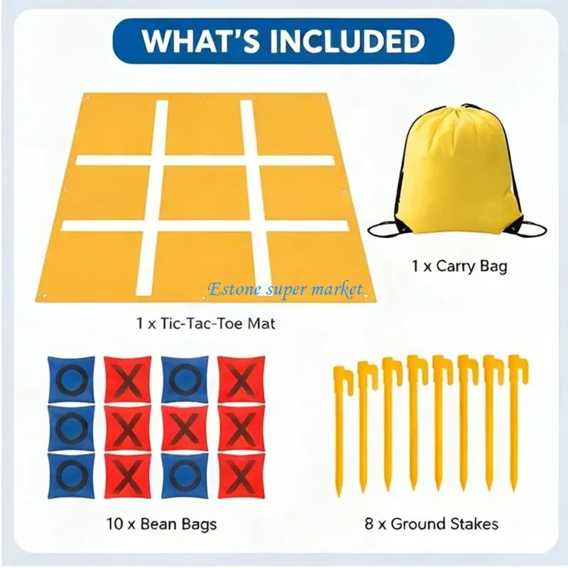 090B Bean Bag Toss X O Set with Portable Throwing Mat, Toss Bags, Stakes and Storage Carry Bag for Lawn Gatherings, Beach Use view 5