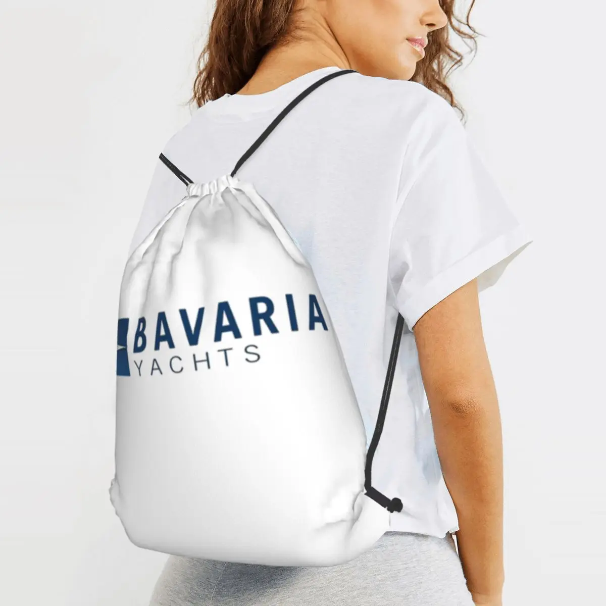 Bavaria Yachts Blue Silver Logo Backpacks Fashion Drawstring Bundle Pocket Shoes Bag Book Bags for Travel Students