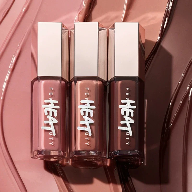 ลิปกลอสบาล์มเนื้อฉ่ำวาว 15 เฉดสี พร้อมกระจกในตัว ยี่ห้อ Fenty Beauty รุ่น Sexy Lipstick Fenty Glow Fussy Hot Chocolit Hot Cherry