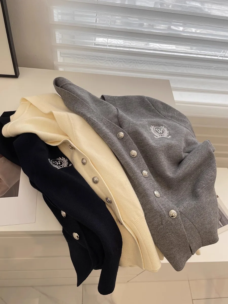 

Thin V-Ne Knitted Open Cardigan Women's Early Autumn Wear 2024 New Sle Layered Sweater Outer Winter Small Outerwear Top