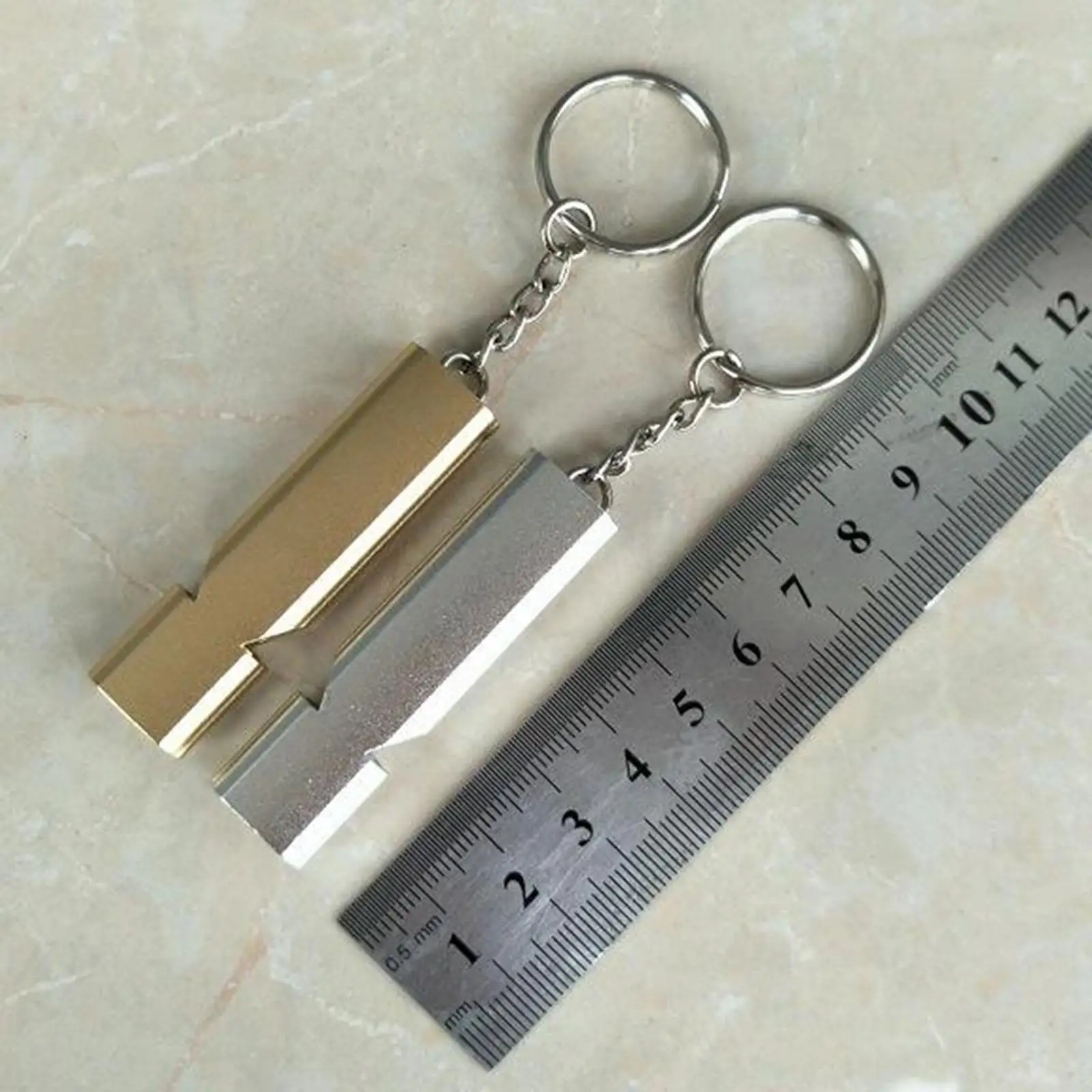 Loud Metal Survival Whistle for Emergency Rescue Camping Hiking Boating with Keychain Ring 120 Decibel Double Tube Outdoor