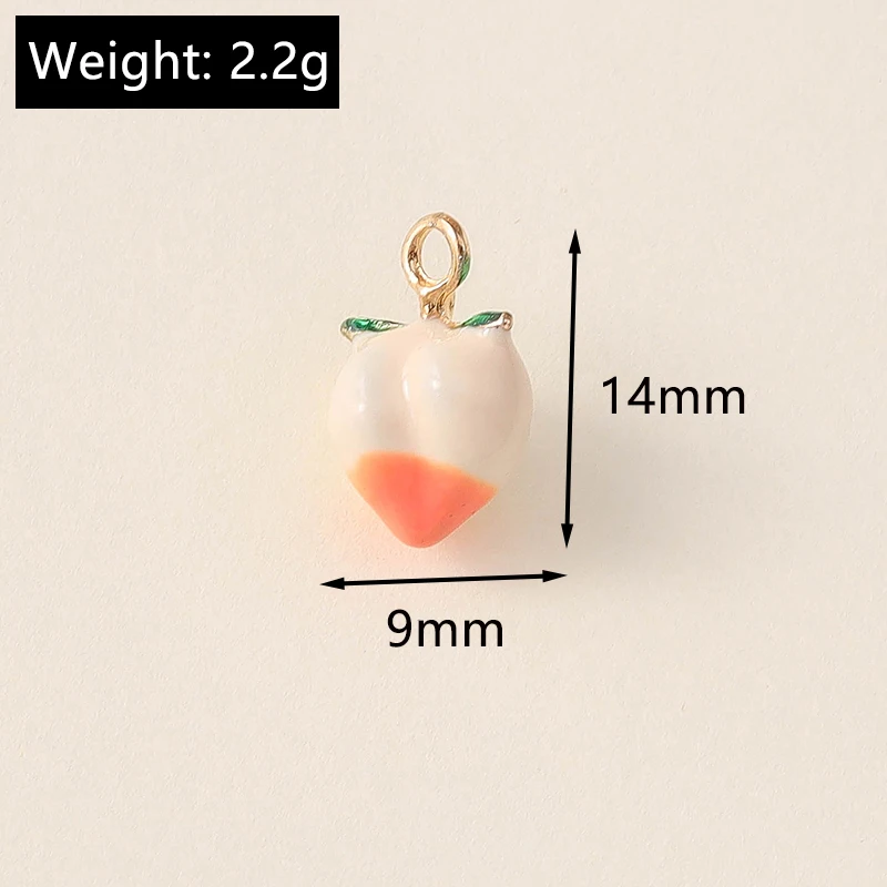 Leslie 5 Stück Emaille-Legierungs-Obst-Anhänger, 3D-Kirsche, Wassermelone, Pfirsich, Erdbeere, Anhänger für die Schmuckherstellung, DIY-Ohrringe, Halsketten – Detail 7