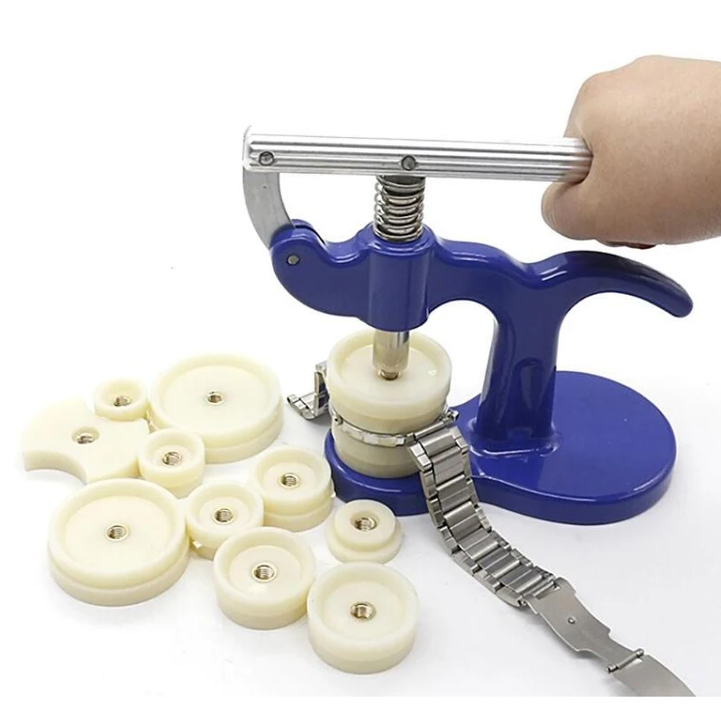 Watch Back Press Tool Set Fitting Dies Nylon Watch Case Closer For Watchmaker Repair Tools Kit with 12 plastic dies