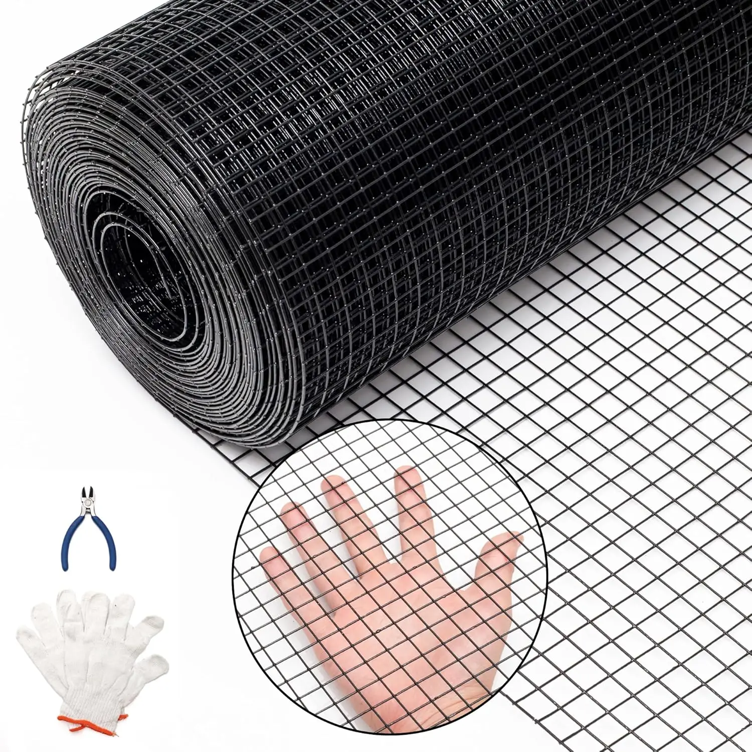 

48'' X 100' 1/2inch Hardware Cloth 19 Gauge Black PVC Coated Wire Fencing Galvanized Welding Garden Fence Roll Square Mesh