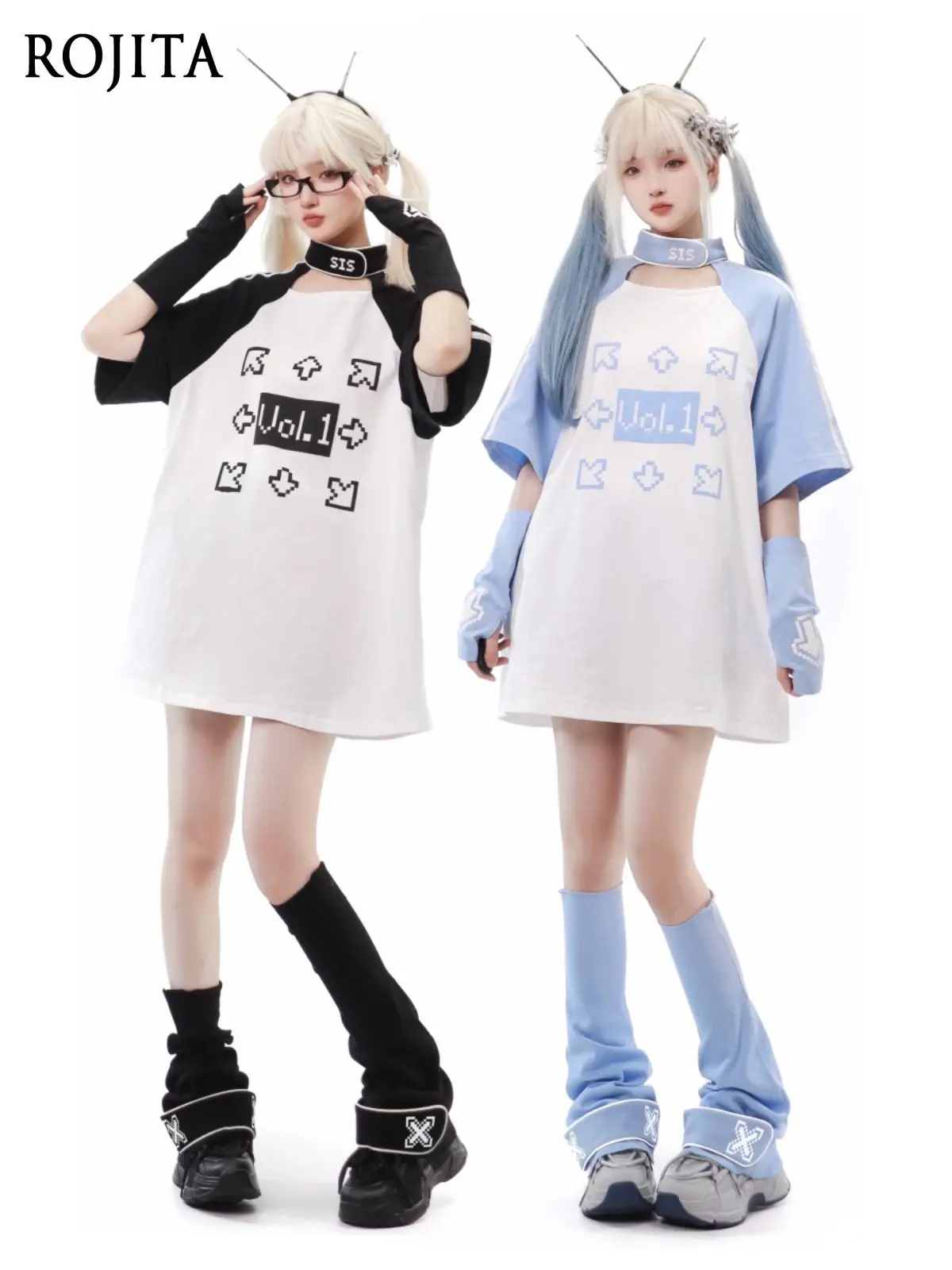 Japanese Original Anime Short Sleeve T-Shirt Water Color System T-Shirt + Arm Sleeves Sports Series Shorts Set