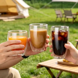 Taza de vidrio de doble pared transparente, taza de bebida de té resistente al calor hecha a mano, MINI taza de Whisky, taza de café Espresso de 350 grados centígrados, 100 ml