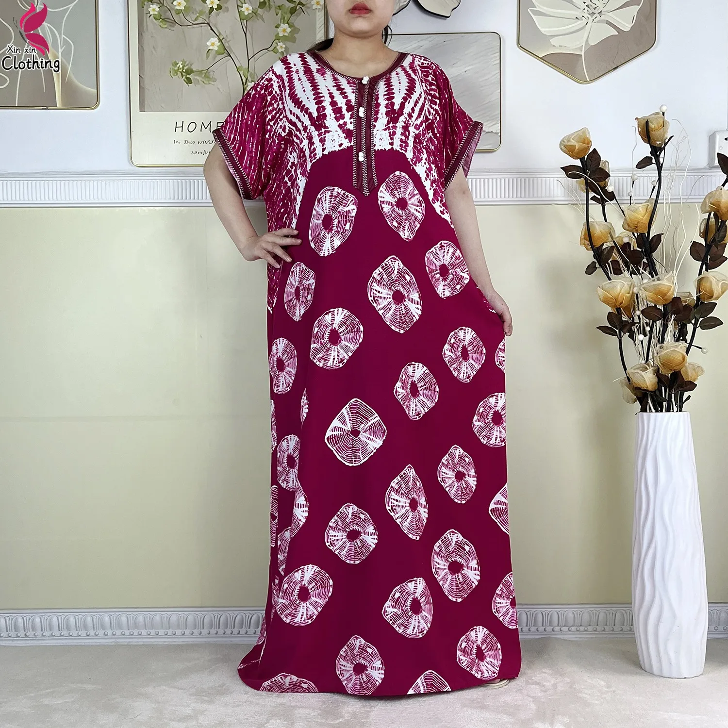 Nouvelle Robe de soirée musulmane pour femmes, ample, Dshiki, Maxi, été, manches courtes, imprimé Floral, Abaya africaine avec écharpe, 2025