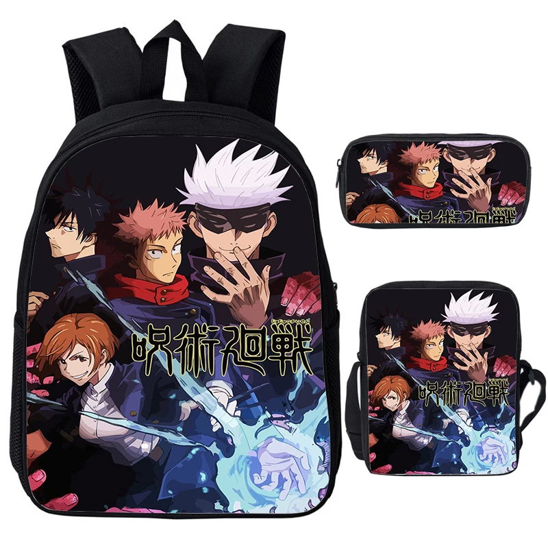 Anime Jujutsu Kaisen Backpack Gojo Satoru Cartoon Bags Student Schoolbag Boys Girls Rucksack Large Capacity Bookbag 3pcs Set