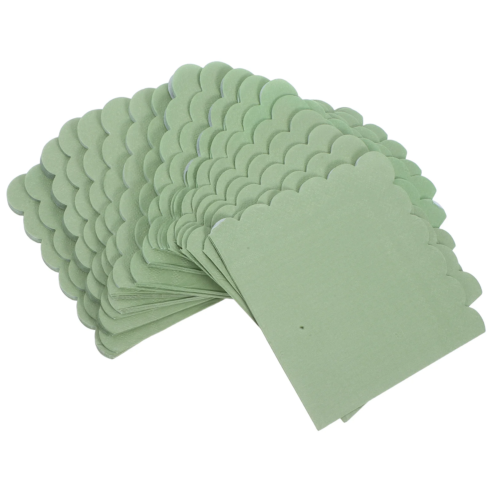 

100Pcs Party Napkins Decorative Green Scalloped Disposable Paper Napkins Double-Layer Embossed Wedding Birthday Dinner Beverage