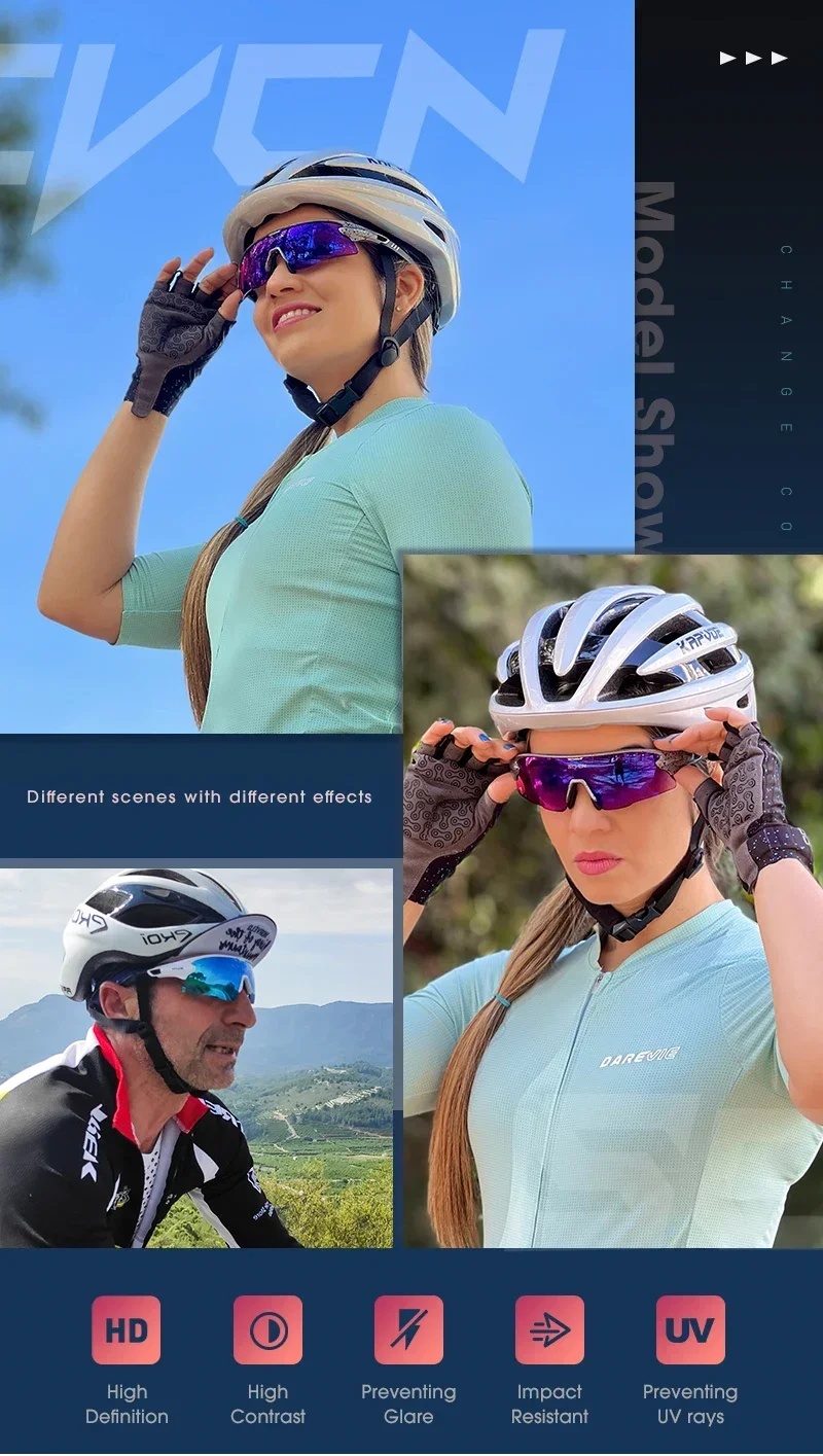 SCVCN Photochrome Fahrradbrille Sonnenbrille für Herren Fahrrad-Straßenbrille für MTB UV400 Brille Damen Rennrad Wanderbrille – Detail 1