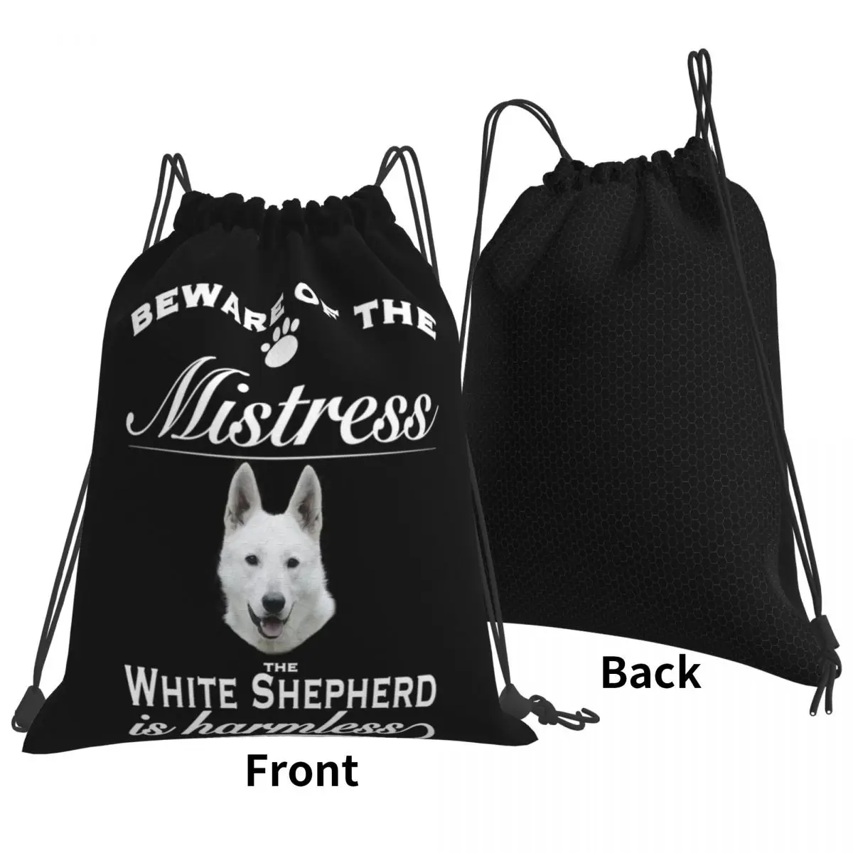 

White German Shepherd Tshirt White German Shepherd Dog Shirt Tee Backpacks Casual Portable Drawstring Bags Shoes Bag Book Bags
