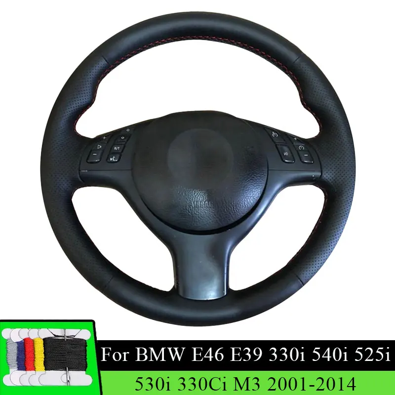 

Scratch-Resistant Car Steering Wheel Cover Microfiber Leather For BMW E46 E39 330i 540i 525i 530i 330Ci M3 Auto Steering Wrap