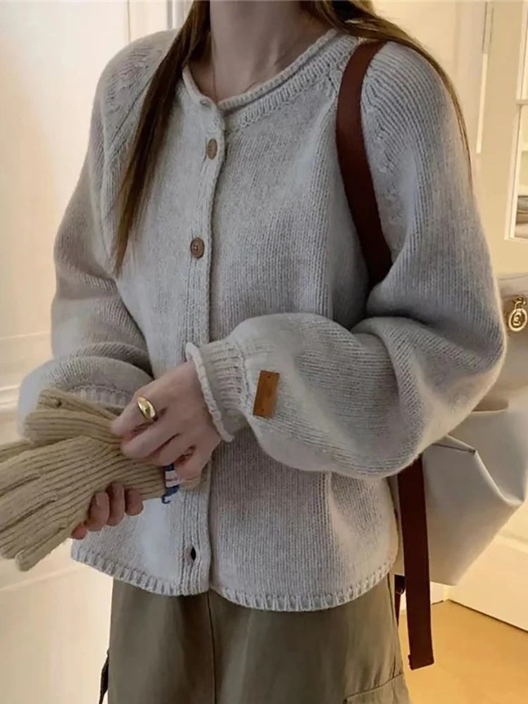 AOSSVIAO 2026 Autumn Winter Warm Single Breasted Knitted Sweater Women Fashion Casual Jacquard Crochet Pink Cardigan Tops Y2k