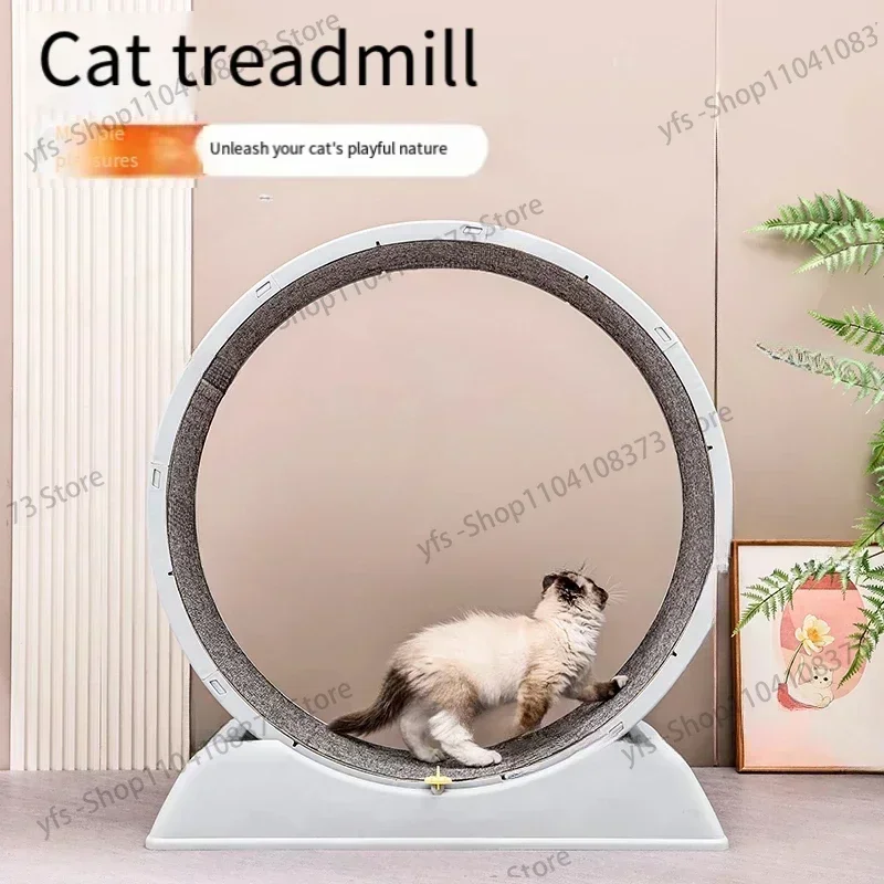 Quiet Exercise Cat Wheel Treadmill - Non-Electric Fitness Toy for Cats and Small Dogs with Durable Plastic Frame and Textured