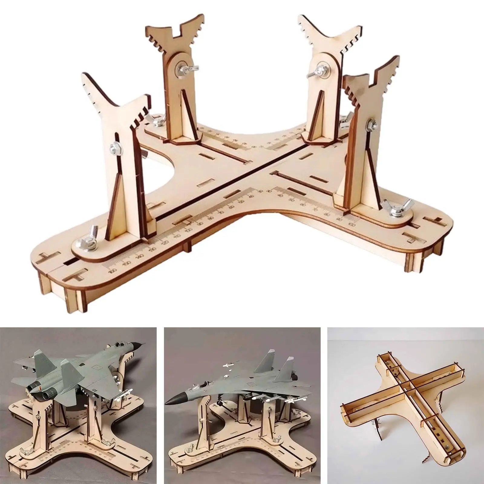 Wood Model Plane Support Stand Rotating Base for Aircraft Miniature Model Building and Painting
