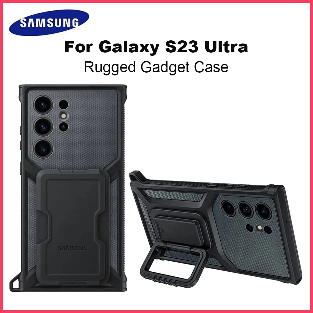 Original SAMSUNG Galaxy S23 Ultra Rugged Gadget Phone Case w/Platform for Card Detachable Protective Cover