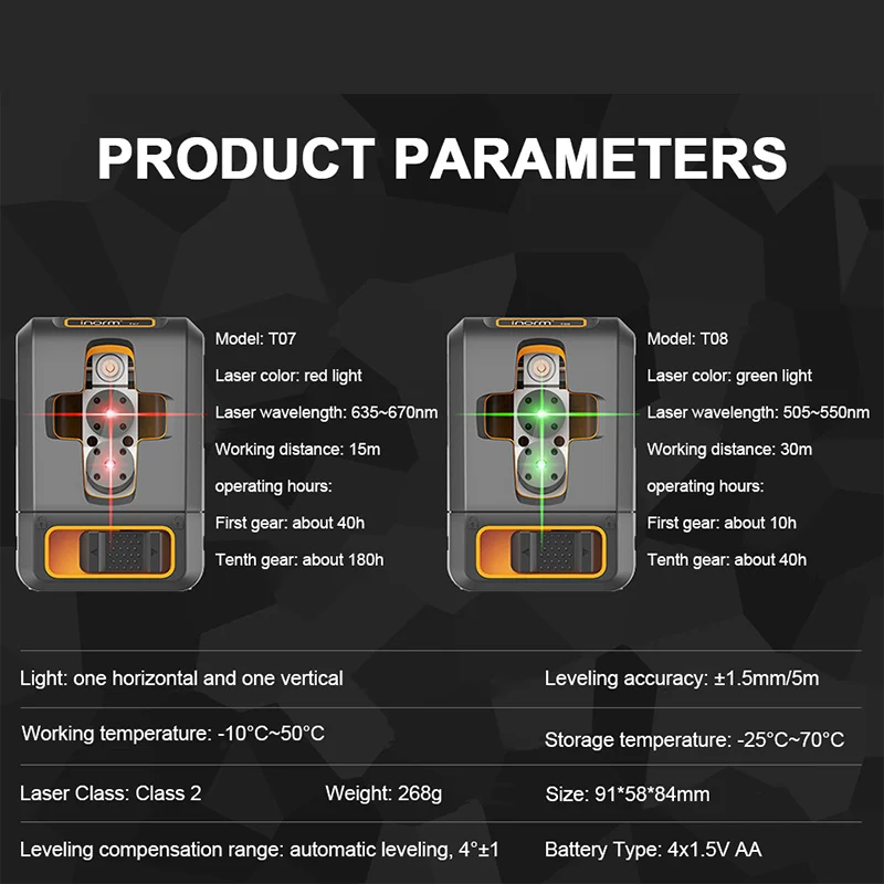 2 Lines Laser Level Green/Red Beam Self Leveling Horizontal Vertical Cross-Line Meter with Pulsing Mode Powerful Laser Beam Line