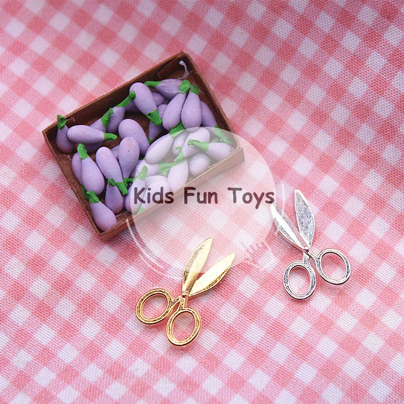 2Pcs 1:12 Dollhouse Miniature Metal Scissors Model Silver/Gold House Furniture Decor Toy