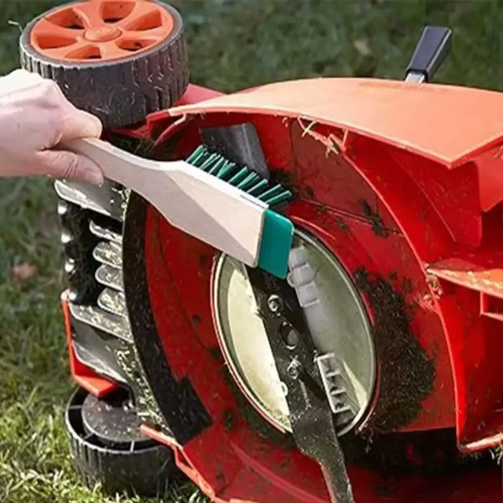 

Portable Outdoor Scraper Brush Wooden Handle Durable Garden Tool Brush Clean Green Lawn Mower Cleaner Lawn Mower Maintenance