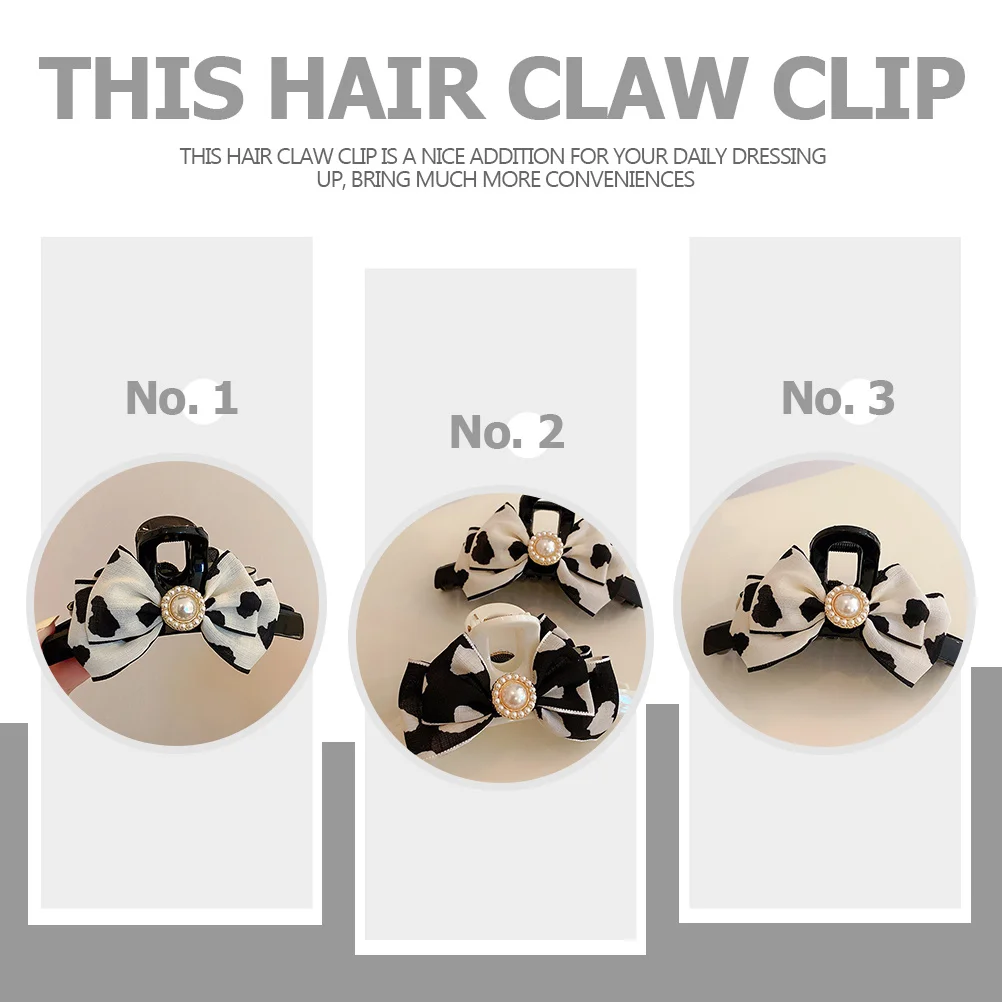 

Stylish Cow Pattern Hair Claw Clip Pearls Bow Clamp for Women Girls Elegant Sweet Temperament Gift for Special Ones