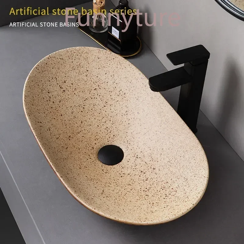 

Medieval style platform basin ceramic art bathroom washing creative washbasin household washsink single