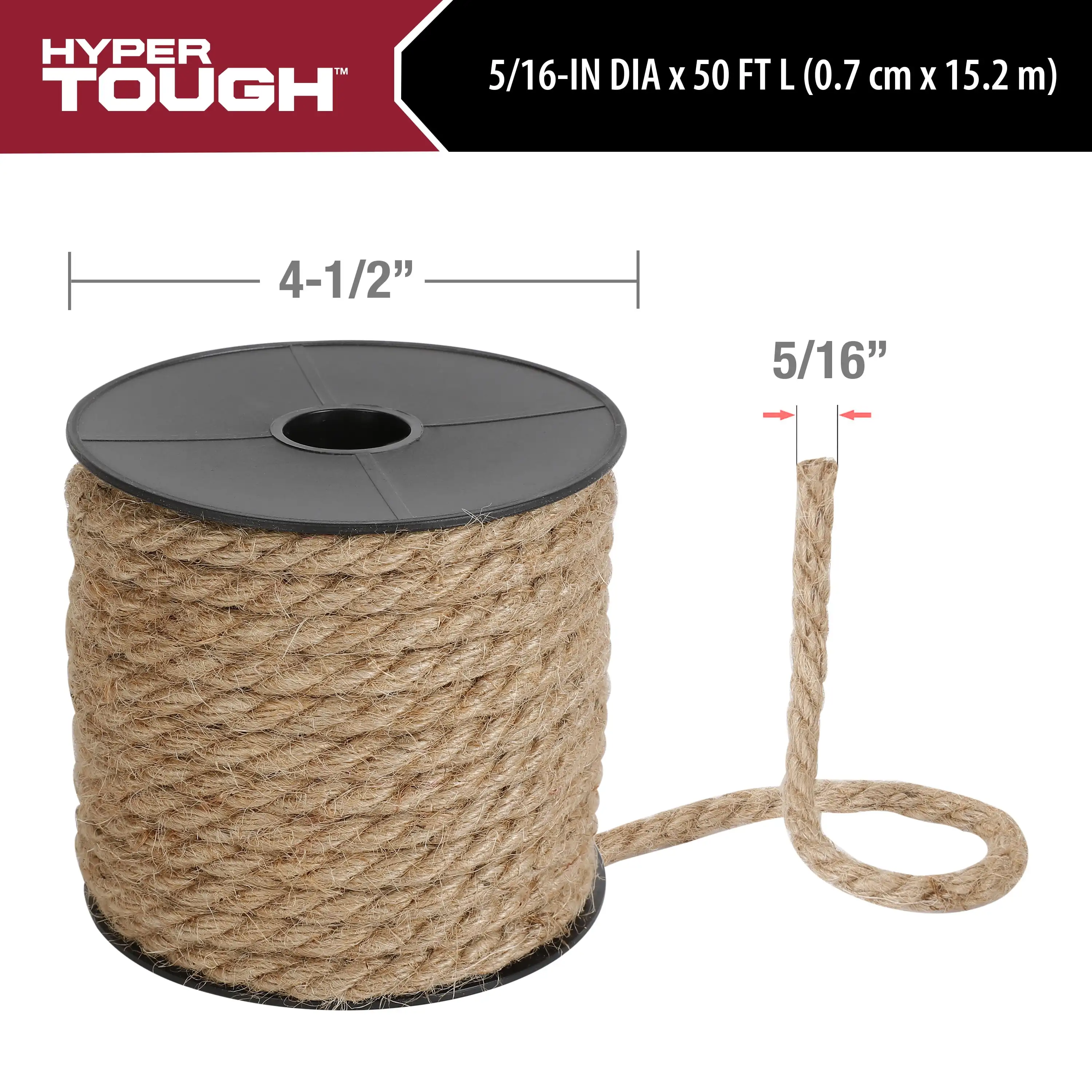 (4 pack) 5/16 in x 50 ft Jute Twine,Ideal for crafting, Gardening, Bundling tasks around the home or garden
