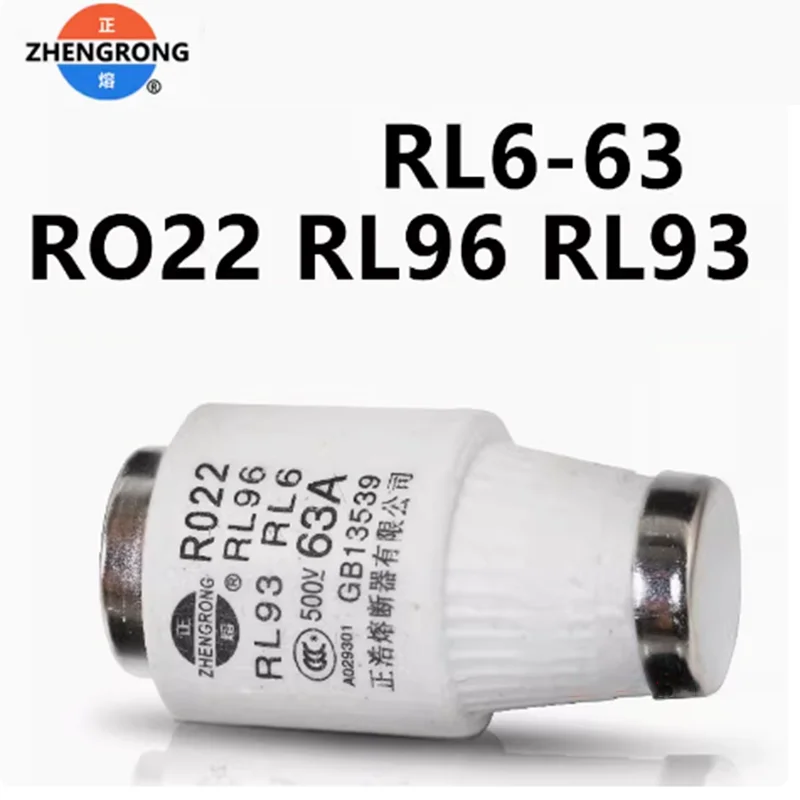 20 pieces R022 RO22 spiral fuse RL96 RL93 RL6-63 E33 DIII 500V 50KA 30A 35A 40A 50A 63A ceramic fuse