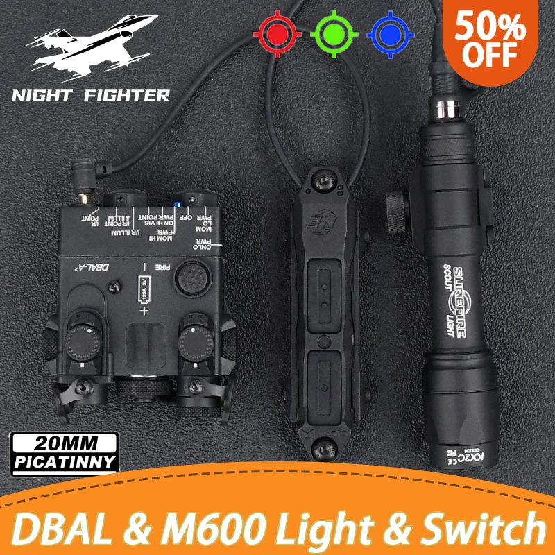 Tactic DBAL-A2 Simplified Version Surefir M300A M600C Flashlight Sets Red Dot Airsoft Indicator Fit 20mm Rail Hunting Laser