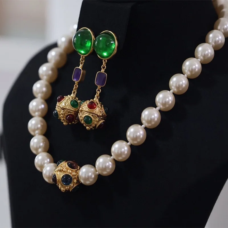 

Jewelry Sets Copper Ear Clips Fashion Jewelry Ball Shapes Strong Vintage Feel Necklaces For Women New Products