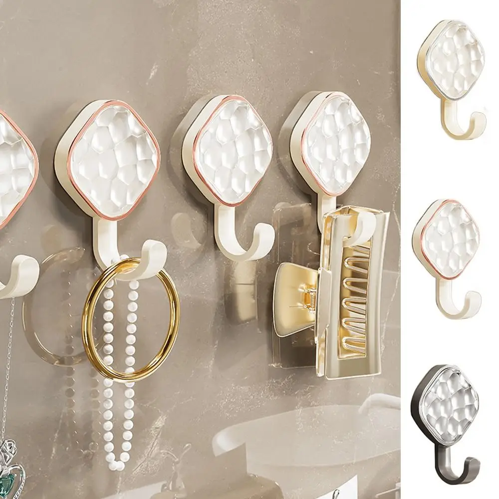 4Pcs Plastic Glacier Pattern Non-marking Hooks Punch-Free Diamond Strong Sticky Coat Hanger Waterproof Wall Hooks Clothes