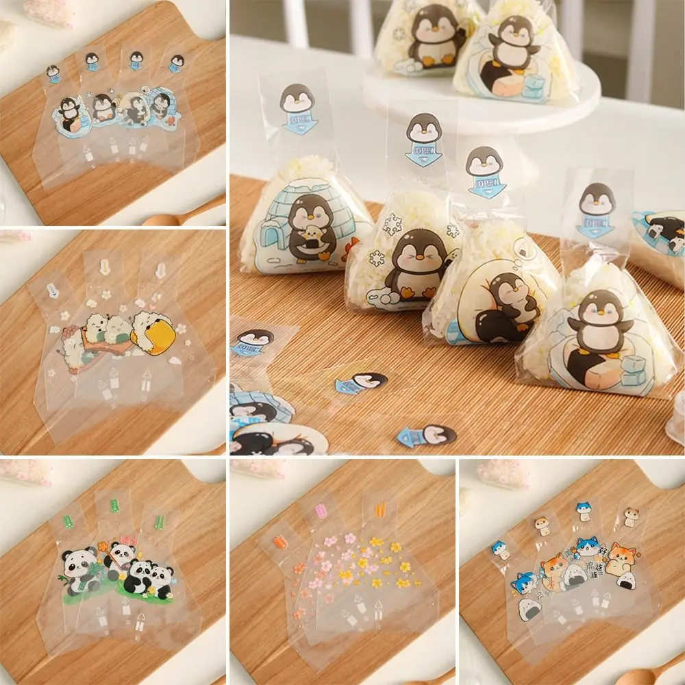 New 50Pcs Rice Ball Packing Bag DIY Penguin Seaweed Sushi Mould Bag Maker Can Be Heated Triangle Bag