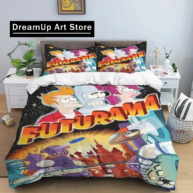 F-Futurama Poster Sheets Quilt Covers Bedding Dormitory Sheets Three-piece Bedding Set Three-piece Soft Warm Bedding Set