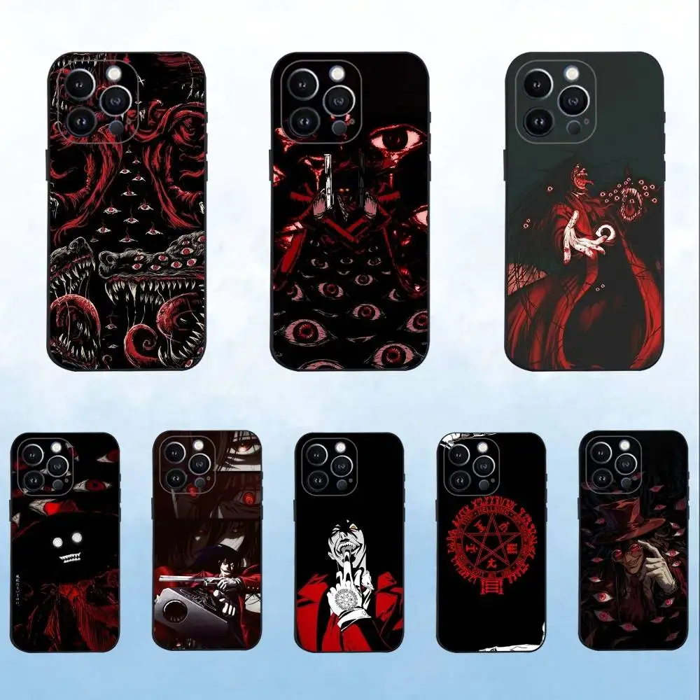 

A-Alucard vampire H-Hellsing Phone Case For iPhone 16,15,14,13,12,11 Plus,Pro Max,XS,X,XR,SE,Mini,8,7,Soft Silicone Black Cover