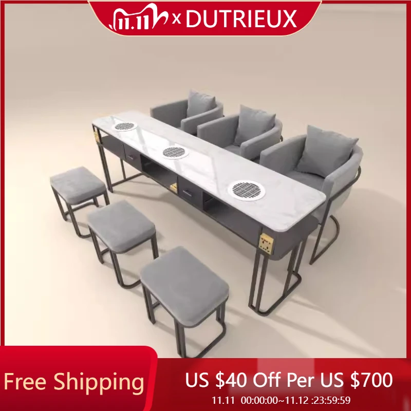 

Light Luxury Modern Manicure Table Waterproof Square Reception Hand Manicure Table Mesa High Quality Nagel Tisch Salon Furniture