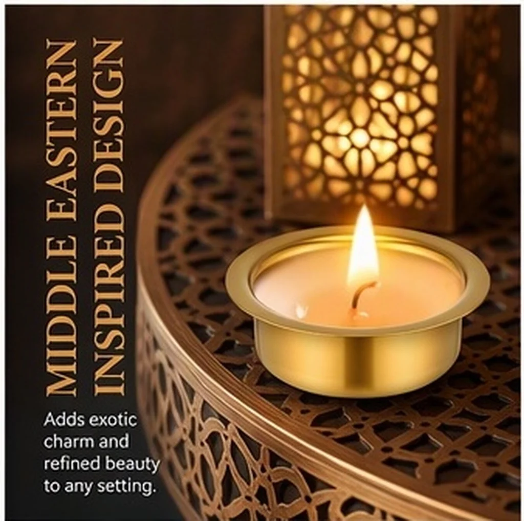 6Pcs Metal Tea Light Case Containers Votive Holders Incense Burner Accessories Elegant Home Office Hotel Decor Golden