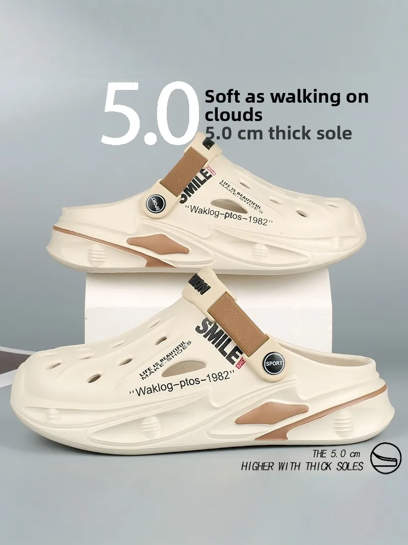 Men's 2026 New Summer Anti-Slip Wear-Resistant Hole Shoes Driving Outdoor Wear Headed Slippers Casual Thick Bottom EVA Slippers